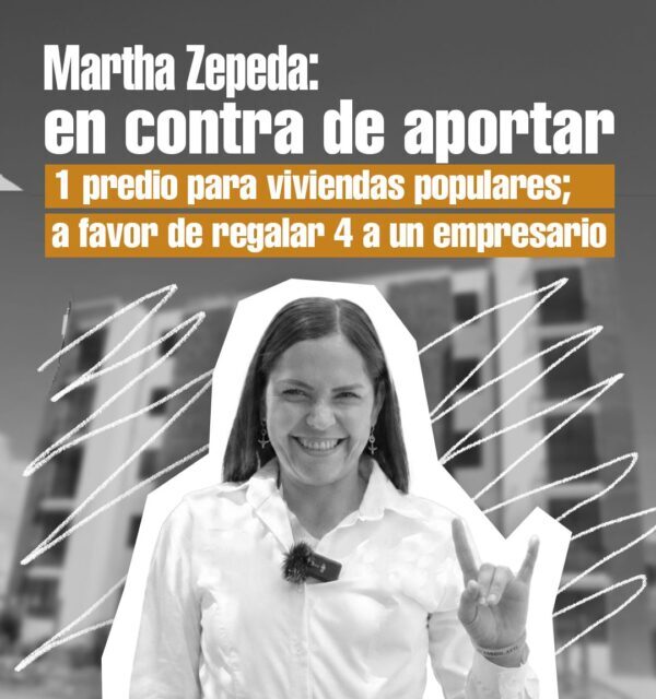 Martha del Toro en contra de aportar un predio para viviendas, a favor de aportar 4 a un empresario