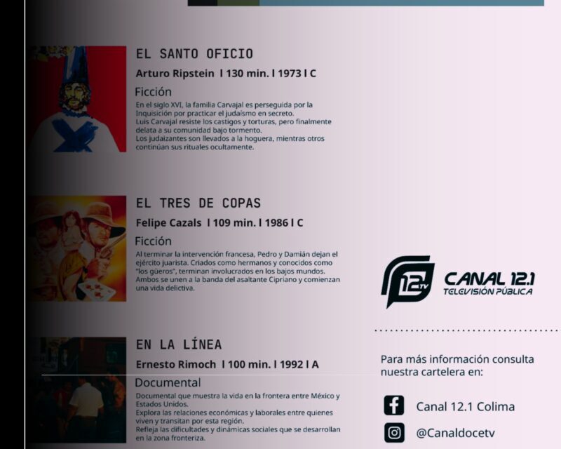 ICRTV: Canal 12 enriquece programación con películas históricas de Ripstein, Cazals y Rimoch
