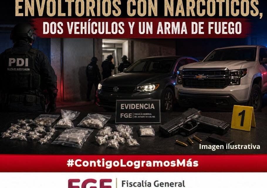En cateos, aseguran envoltorios con narcóticos, dos vehículos y un arma de fuego