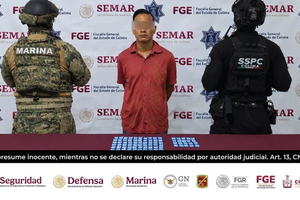 SSPC Colima y Marina detienen en Cuauhtémoc a distribuidor de droga del Cartel Los Mezcales