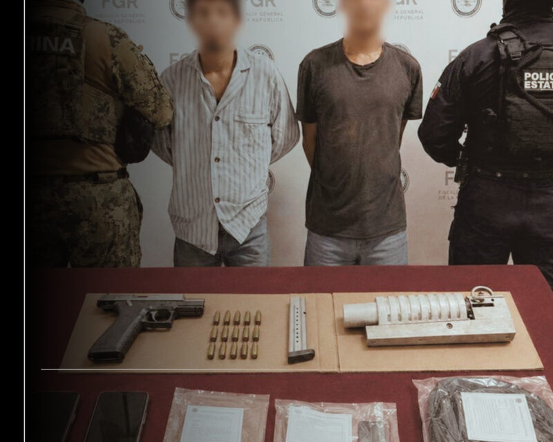 Fuerzas estatales y federales detienen en Manzanillo a dos presuntos miembros del CJNG; les aseguran armamento y presunta droga