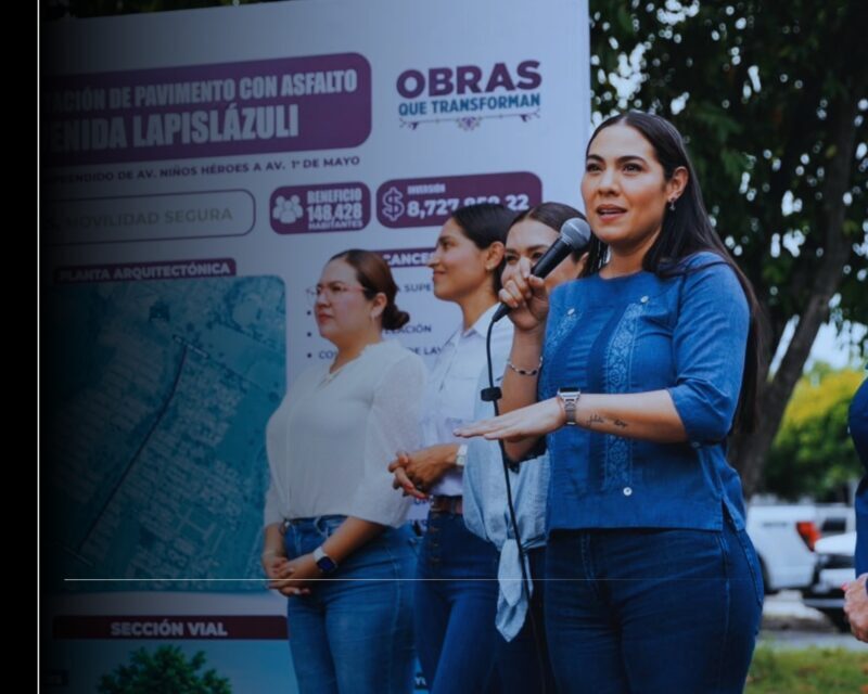 Indira Vizcaíno supervisó la rehabilitación de la avenida Lapislázuli en Villa de Álvarez