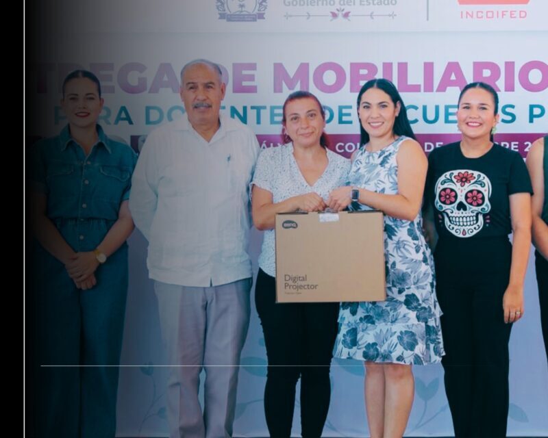 Docentes de 37 primarias en Villa de Álvarez recibieron mobiliario por parte de Indira Vizcaíno
