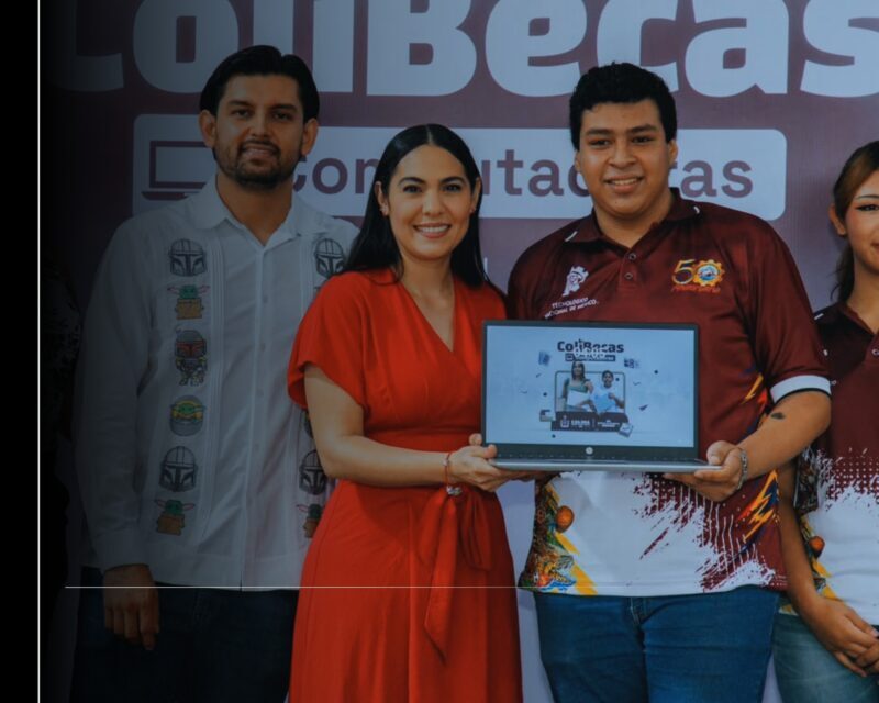 Indira Vizcaíno entrega casi 1,200 ColiBecasComputadoras a estudiantes del Tec de Colima